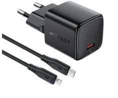 Įkroviklis Acefast A117 20W GaN USB-C + USB-C to Lightning 1.2m cable juodas