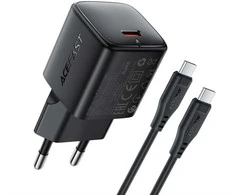 Įkroviklis Acefast A118 30W GaN USB-C + USB-C to USB-C cable 1.2m juodas