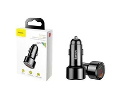 Dėklas Baseus Magic USB + USB-C QC 4.0 PD 45W automobilinis įkroviklis - juodas