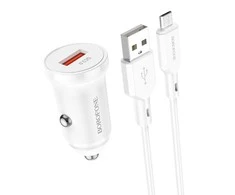 Automobilinis įkroviklis Borofone BZ18 Quick Charge 3.0 18W + MicroUSB baltas