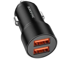 Automobilinis įkroviklis Borofone BZ19B 2xUSB-A QC3.0 36W juodas