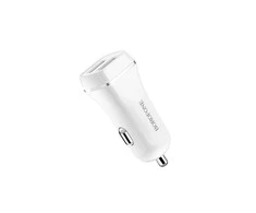 Įkroviklis automobilinis Borofone BZ2 su dviem USB jungtimis (2.4A) baltas