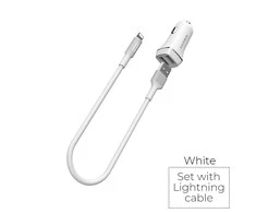 Įkroviklis automobilinis Borofone BZ2 su 2 USB jungtimis + Lightning (2.4A) juodas
