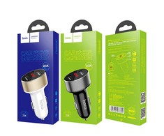Įkroviklis automobilinis Hoco Z26 su 2 USB jungtimis (2.1A) su led ekranu juodas