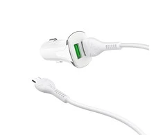 Automobilinis įkroviklis Hoco Z31 Quick Charge 3.0 (3.4A) su 2 USB jungtimis + microUSB baltas