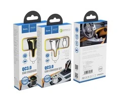 Automobilinis įkroviklis Hoco Z31 Quick Charge 3.0 (3.4A) su 2 USB jungtimis + microUSB baltas