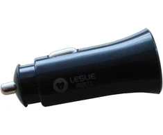 Automobilinis įkroviklis Leslie C18 su 2 USB jungtimis 2.4A (1A+2A) juodas