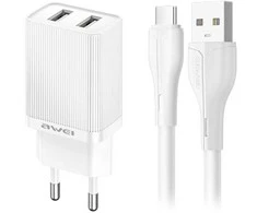 Įkroviklis Awei C15-EU 10W 2xUSB-A baltas
