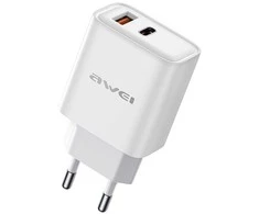 Įkroviklis Awei PD81-EU 22.5W USB-A/USB-C baltas