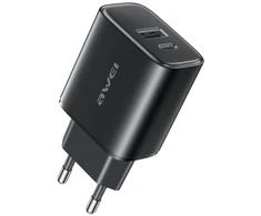 Įkroviklis Awei PD85-EU 22.5W USB-A/USB-C juodas