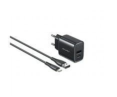 Įkroviklis Awei PD85T-EU 22.5W USB-A/USB-C + USB-A to USB-C cable 1.0m juodas