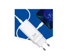 Įkroviklis buitinis 3mk HyperCharger 65W 2xUSB-C, 1xUSB-A PD 3.0/QC 4.0 baltas
