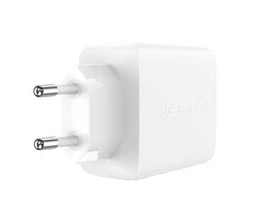Acefast A41 sieninis įkroviklis, 2x USB-C + USB, GaN 65W (balta)