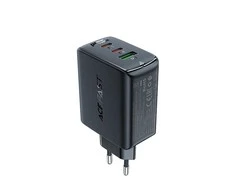 Acefast A41 sieninis įkroviklis, 2x USB-C + USB, GaN 65W (juodas)