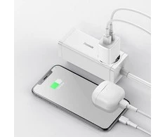 „Baseus“ kompaktiškas greitas įkroviklis, 2x USB, 10,5 W (baltas)