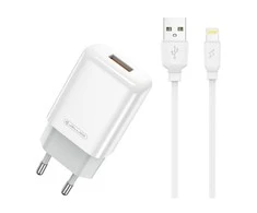 Įkroviklis Jellico EU01 2.4A USB-A + USB-A iki Lightning kabelis 1.0m baltas