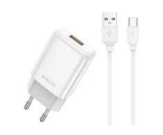 Įkroviklis Jellico EU01 2.4A USB-A + USB-A į USB-C laidas 1.0m baltas