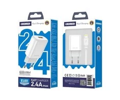 Įkroviklis Jellico EU01 2.4A USB-A + USB-A iki Lightning kabelis 1.0m baltas