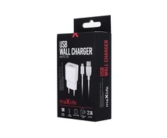 Įkroviklis buitinis Maxlife MXTC-01 FastCharging USB + microUSB (2.1A) baltas
