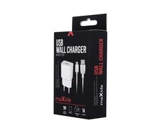 Įkroviklis buitinis Maxlife MXTC-01 USB + Type-C (1A) baltas