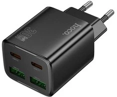 Įkroviklis Hoco N56 30W GaN 2xUSB-C/2xUSB-A juodas
