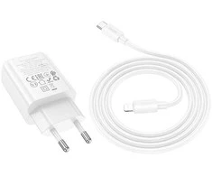 Įkroviklis Hoco N62 30W GaN USB-C + USB-C to Lightning cable 1.0m baltas