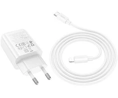 Įkroviklis Hoco N63 30W GaN USB-C/USB-A + USB-C to Lightning cable 1.0m baltas