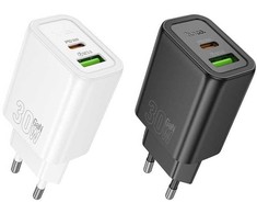 Įkroviklis Hoco N63 30W GaN USB-C/USB-A juodas