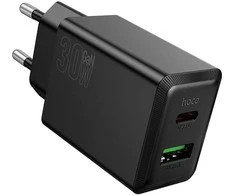 Įkroviklis Hoco N71 30W GaN USB-C/USB-A juodas