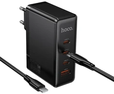 Įkroviklis Hoco N85 100W 3xUSB-C/USB-A + USB-C to USB-C 100W cable 2.0m juodas