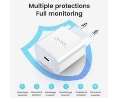 JELLICO sieninis pakrovėjas AK180 PD 20W 1xUSB-C + laidas USB-C - USB-C Baltas