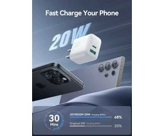 Įkroviklis Joyroom JR-TCF21 20W USB-C/USB-A baltas
