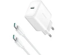 Įkroviklis Joyroom JR-TCF24 30W USB-C + USB-C į USB-C laidas 1,0m baltas