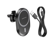 Automobilinis laikiklis-įkroviklis Borofone BH201 Magsafe 15W magnetinis, juodas