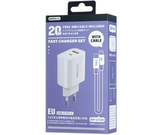 Įkroviklis Remax RP-U120 20W USB-C/USB-A + USB-C to Lightning cable 1.0m baltas