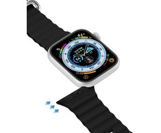 Dux Ducis Apyrankė Apple Watch 9 / 8 / 7 / 6 / 5 / 4 / 3 / 2 / SE (45 / 44 / 42mm) silikoninė Band Bracelet juodos spalvos (OceanWave Version)