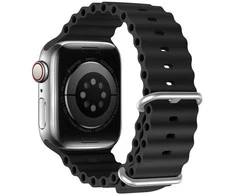 Dux Ducis apyrankė Apple Watch 9 / 8 / 7 / 6 / 5 / 4 / 3 / 2 / SE (41 / 40 / 38mm) silikoninė juodos spalvos (OceanWave Version)