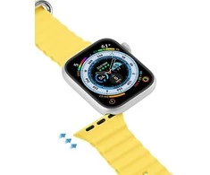 Dux Ducis apyrankė Apple Watch 9 / 8 / 7 / 6 / 5 / 4 / 3 / 2 / SE (41 / 40 / 38mm) silikoninė geltonos spalvos (OceanWave Version)