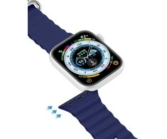Dux Ducis apyrankė Apple Watch 9 / 8 / 7 / 6 / 5 / 4 / 3 / 2 / SE (41 / 40 / 38mm) silikoninė mėlynos spalvos (OceanWave Version)