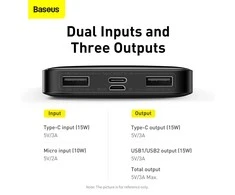 Baseus Bipow maitinimo blokas su ekranu 10000mAh 15W (Overseas Edition) (Juodas)