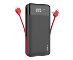 Išorinė baterija Power Bank Dudao K1Pro su įmontuotais laidais MicroUSB+Type-C+Lightning 20000mAh juoda
