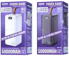 Išorinė baterija Power Bank Remax RPP-117 22.5W 50000mAh juoda