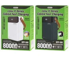 Išorinė baterija Power Bank Remax RPP-566 22.5W 80000mAh pilka