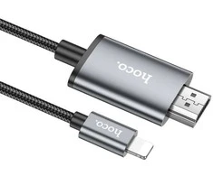 Kabelis Hoco UA27 Lightning to HDMI 2.0m pilkas