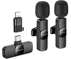 Mikrofonas Borofone BFK15 Lightning/USB-C juodas
