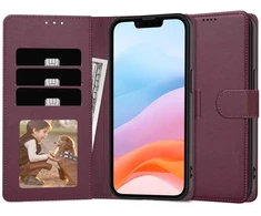 Reach Dėklas Fancy Wallet Samsung A525 A52 4G/A526 A52 5G/A528 A52s 5G tamsiai raudonas