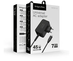 Universalus nešiojamų kompiuterių įkroviklis Kruger &amp; Matz 45W juodas