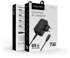 Universalus nešiojamų kompiuterių įkroviklis Kruger &amp; Matz 65W juodas