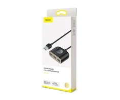 USB įkrovimo adapteris Baseus Square round 4in1 (USB3.0 TO USB3.0*1+USB2.0*3) 1m juodas CAHUB-AY01