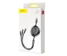 USB kabelis Baseus Golden Loop Three-in-One Micro+Lightning+Type-C 3.5A 1.2m juodas CAMLT-JH01